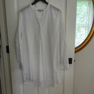 Joan Vass White Casual Tunic Shirt Cover Up, Size L